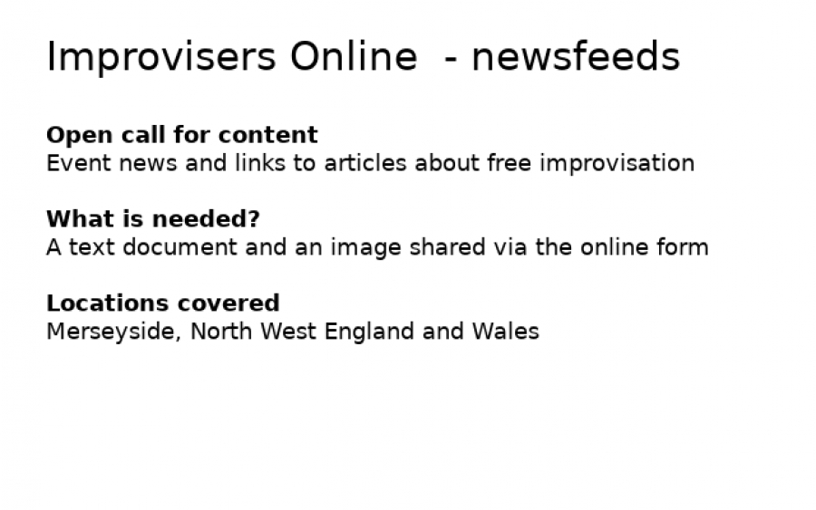 Improvisers Online Newsfeed open call for content
